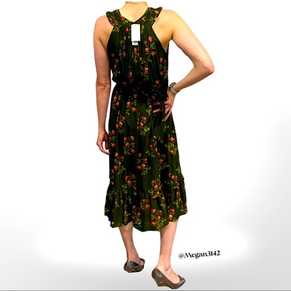 🦋HP!🦋J. Crew | Point Sur | High-Neck | Green Floral w/ Ruffle Dress | 4 | NWT - Picture 4 of 16